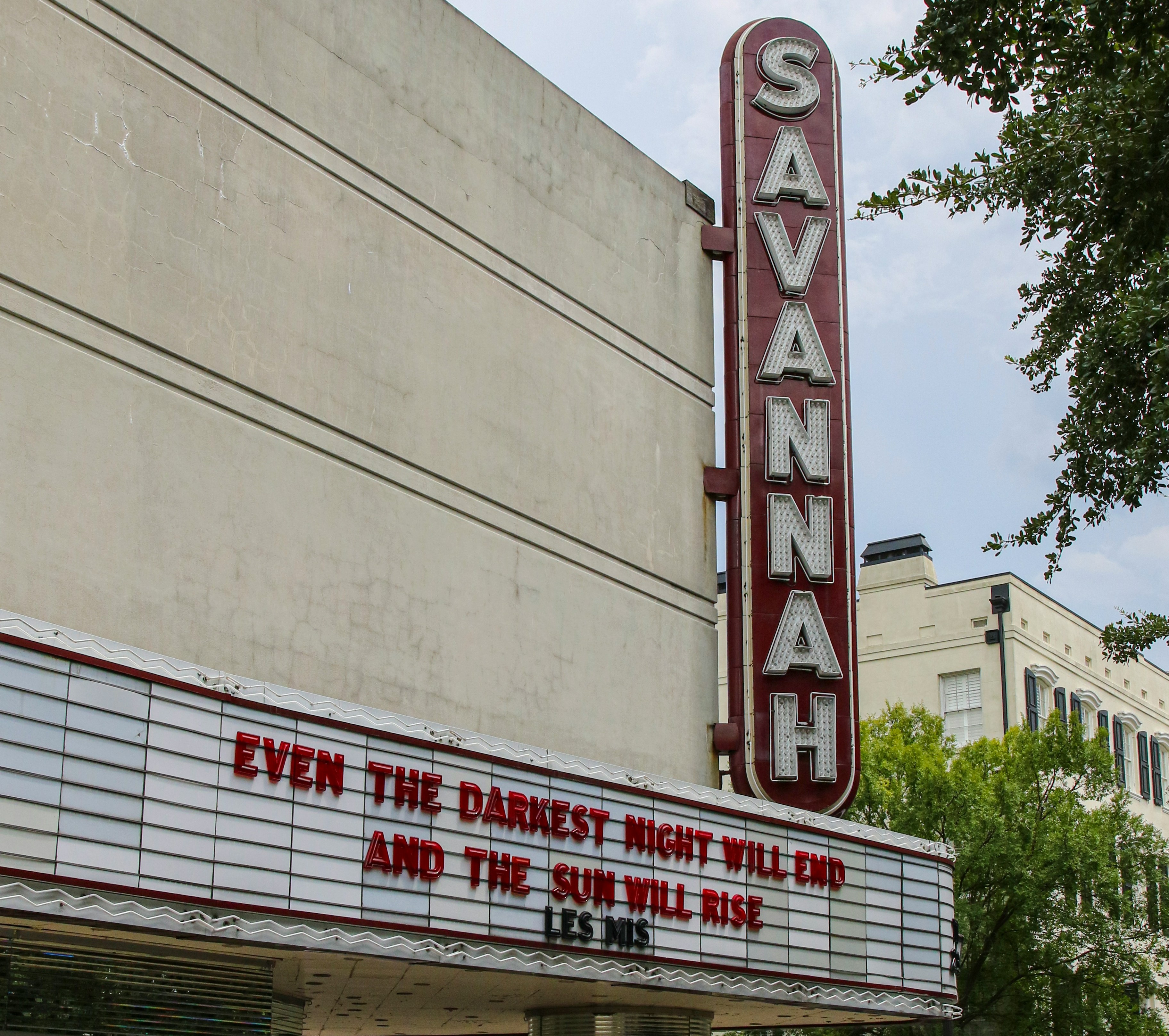 An image of the signage for the Savannah Theatre